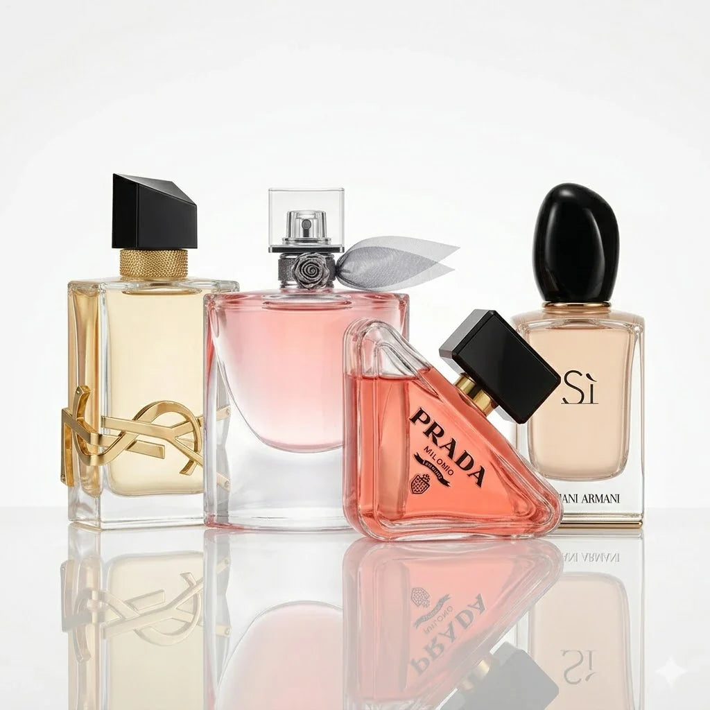Set od 4 parfema | YSL Libre, Lancôme La Vie Est Belle, Prada Paradoxe, Armani Sì.YSL Libre, Lancôme La Vie Est Belle, Prada Paradoxe, Armani Sì.